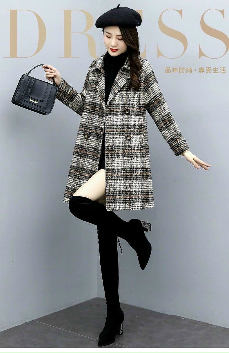 ÁO Khoác Dạ CAro Cao cấp - AOKHOAC48